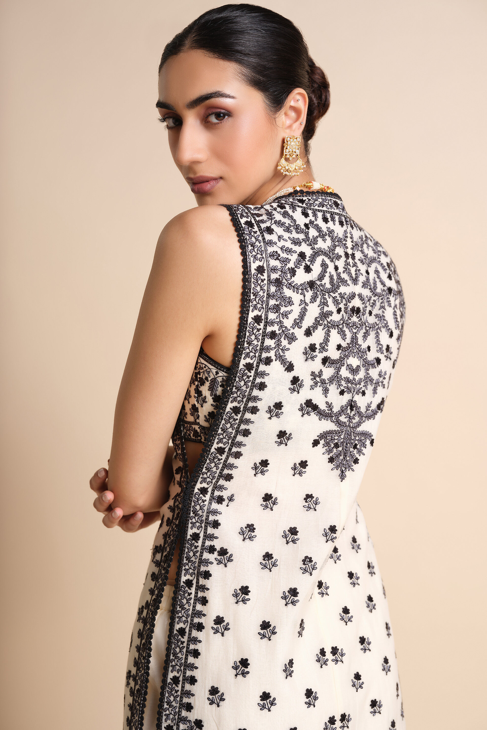 Sawsan Embroidered Mul Tabard Set - White, White, image 12